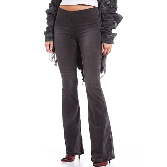 Free People Denim - Free People Free Gummy Flared Leg Mid Rise Stretch Jeans Black Women's Size 28